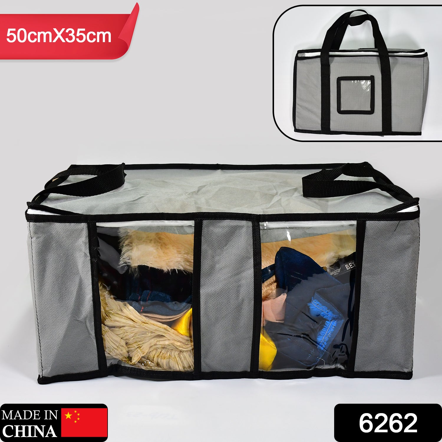 6262 Storage bag with Zipper and Space Saver Comforter bag, Pillow, Quilt, Bedding, Clothes, Blanket Storage Organizer Bag with Large Clear Window and Carry Handles for Closet. DeoDap 6262 Storage bag with Zipper and Space Saver Comforter bag, Pillow, Quilt, Bedding, Clothes, Blanket Storage Organizer Bag with Large Clear Window and Carry Handles for Closet. DeoDap